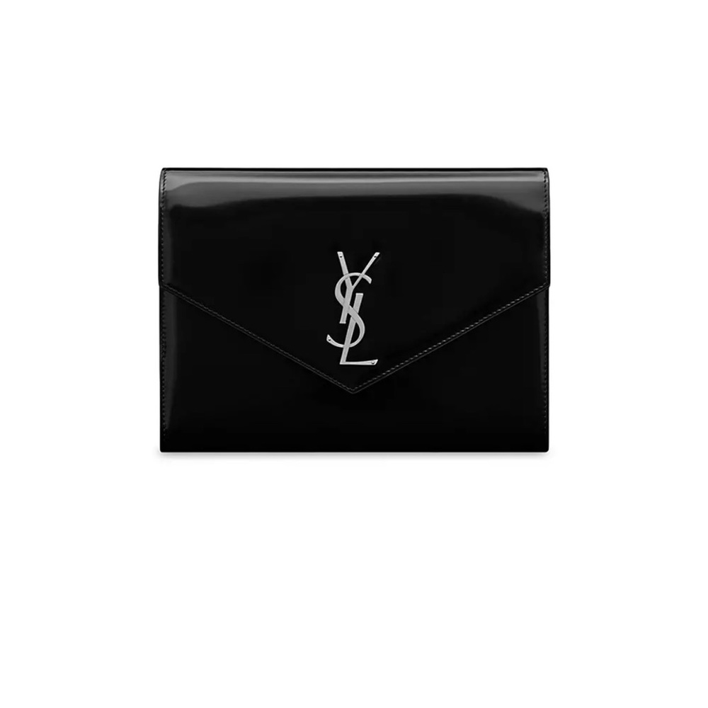 EUC Saint Laurent/YSL Cassandre Flap Pouch In Shiny Leather Clutch